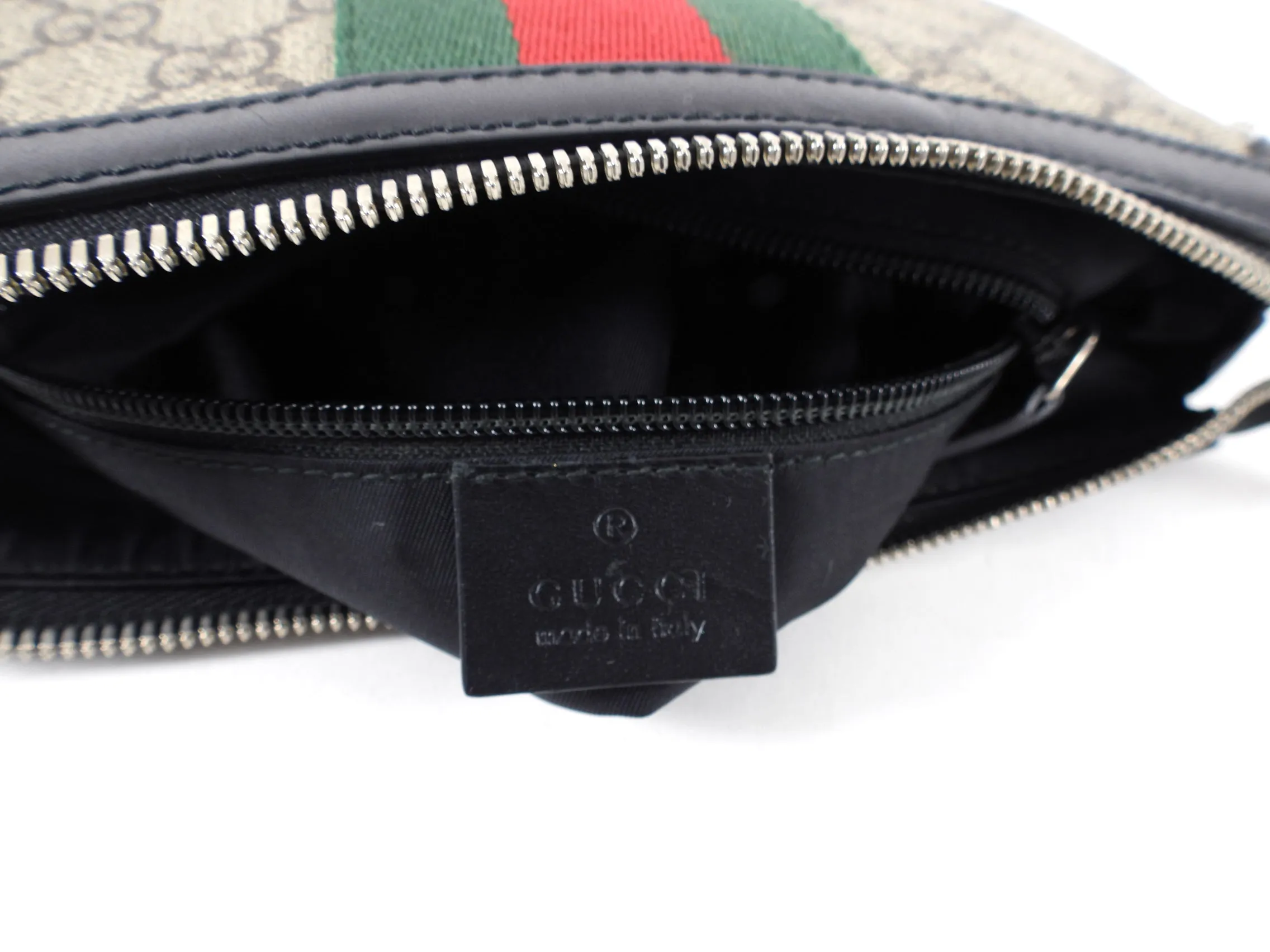 Gucci Monogram Supreme Web Stripe Small Messenger Bag