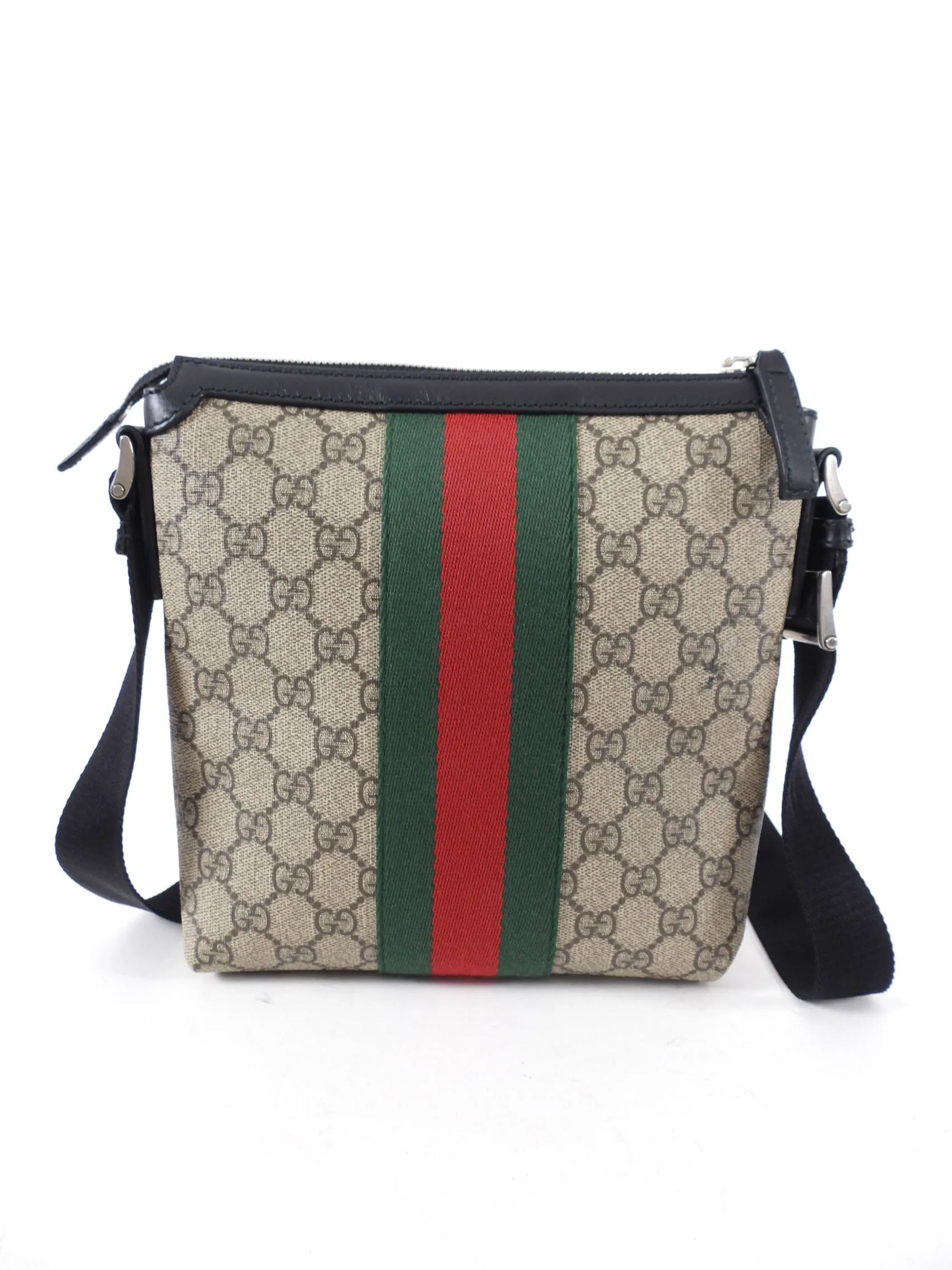 Gucci Monogram Supreme Web Stripe Small Messenger Bag