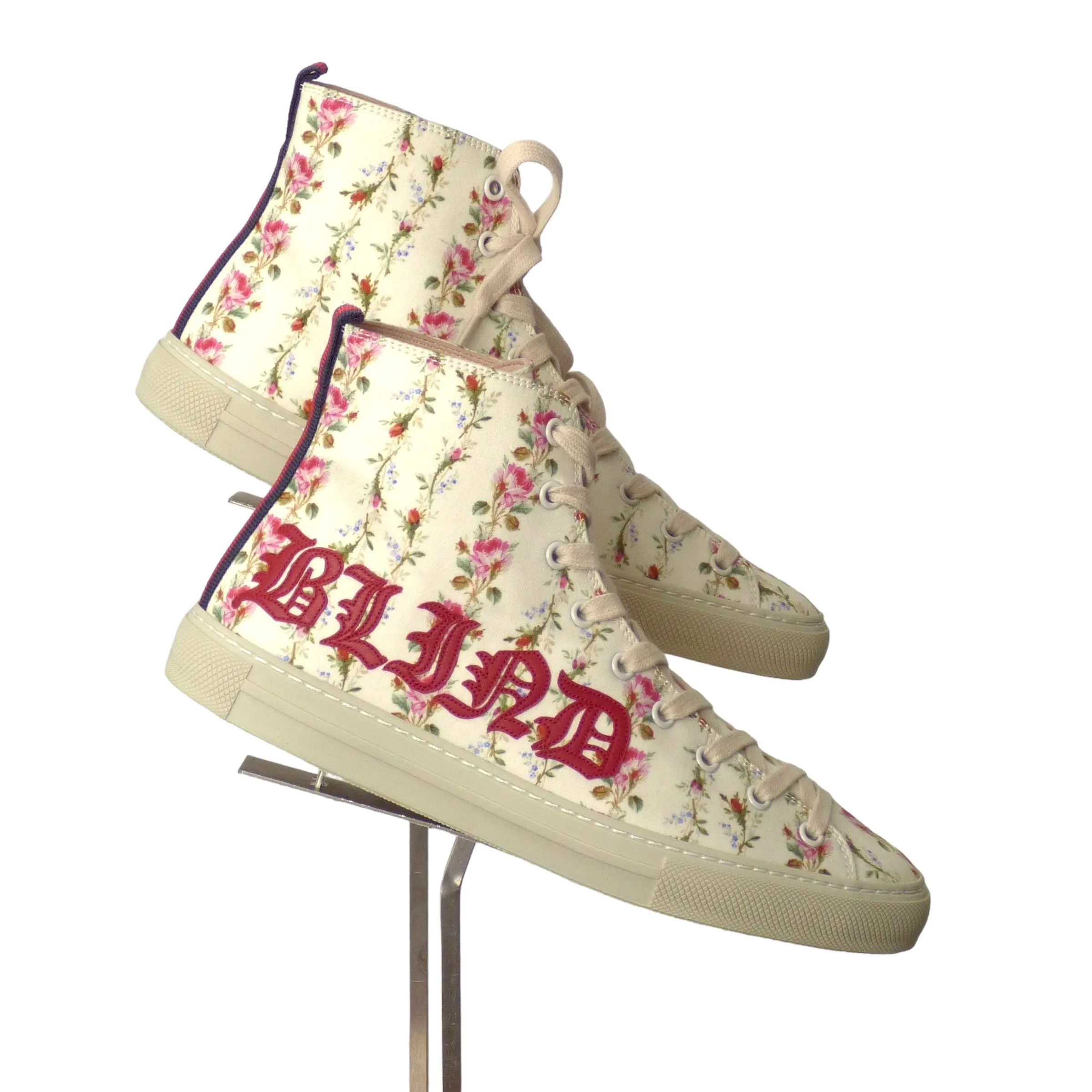 GUCCI- NIB Floral High Top Sneakers, Size US 38.5
