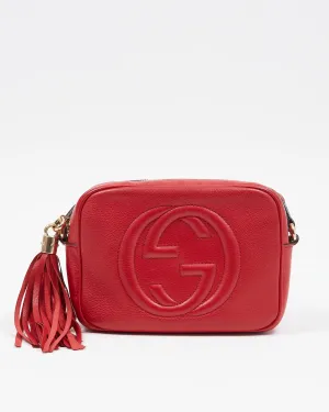 Gucci Red Pebbled Leather Soho Disco Camera bag