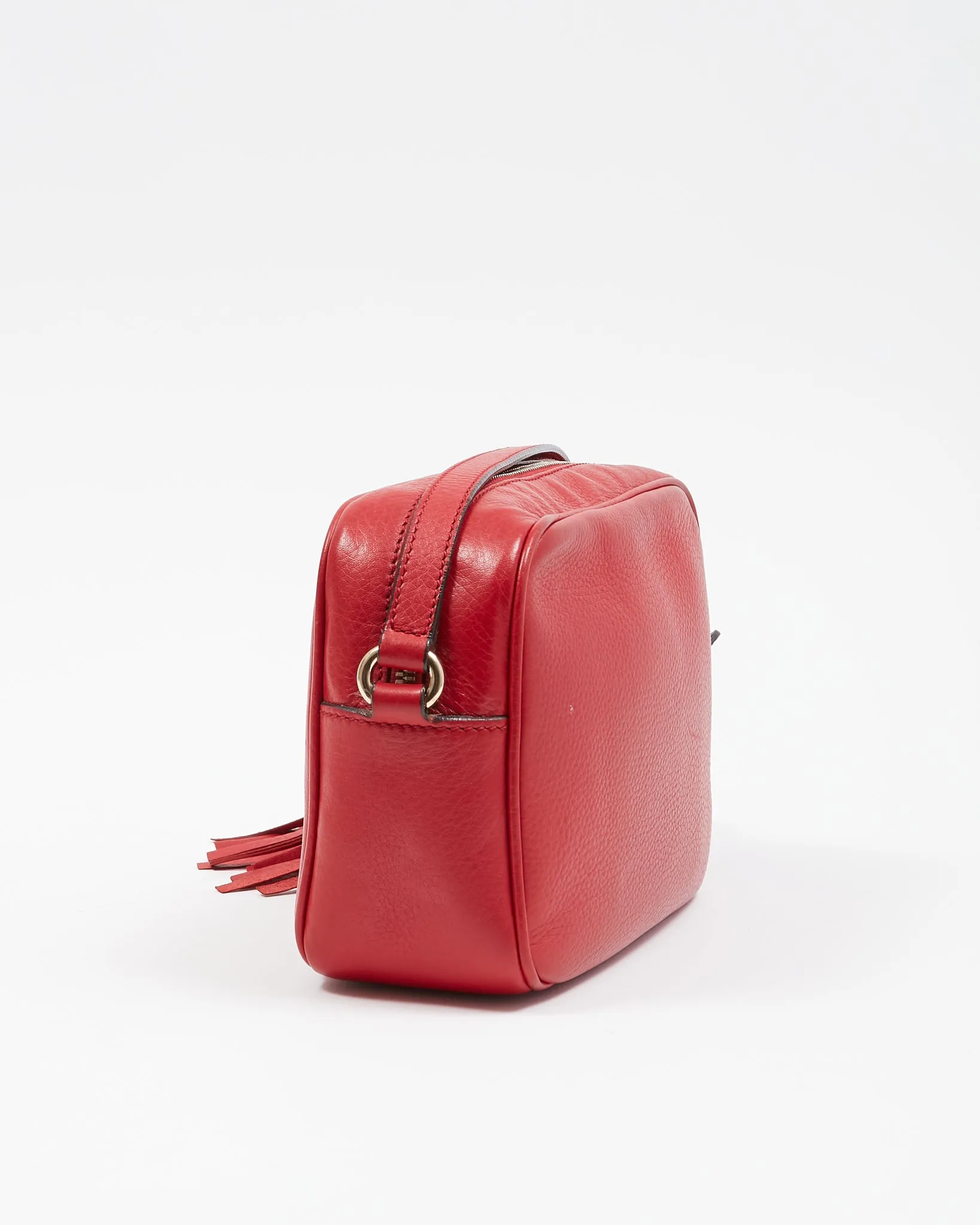 Gucci Red Pebbled Leather Soho Disco Camera bag