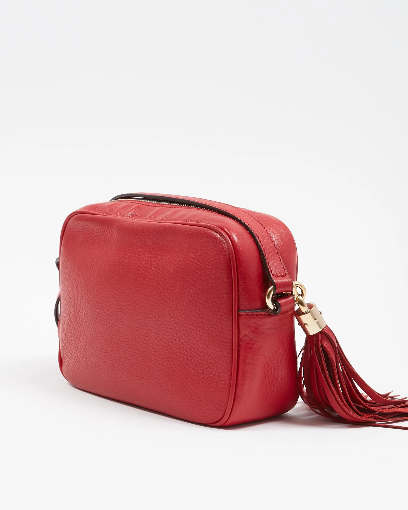 Gucci Red Pebbled Leather Soho Disco Camera bag