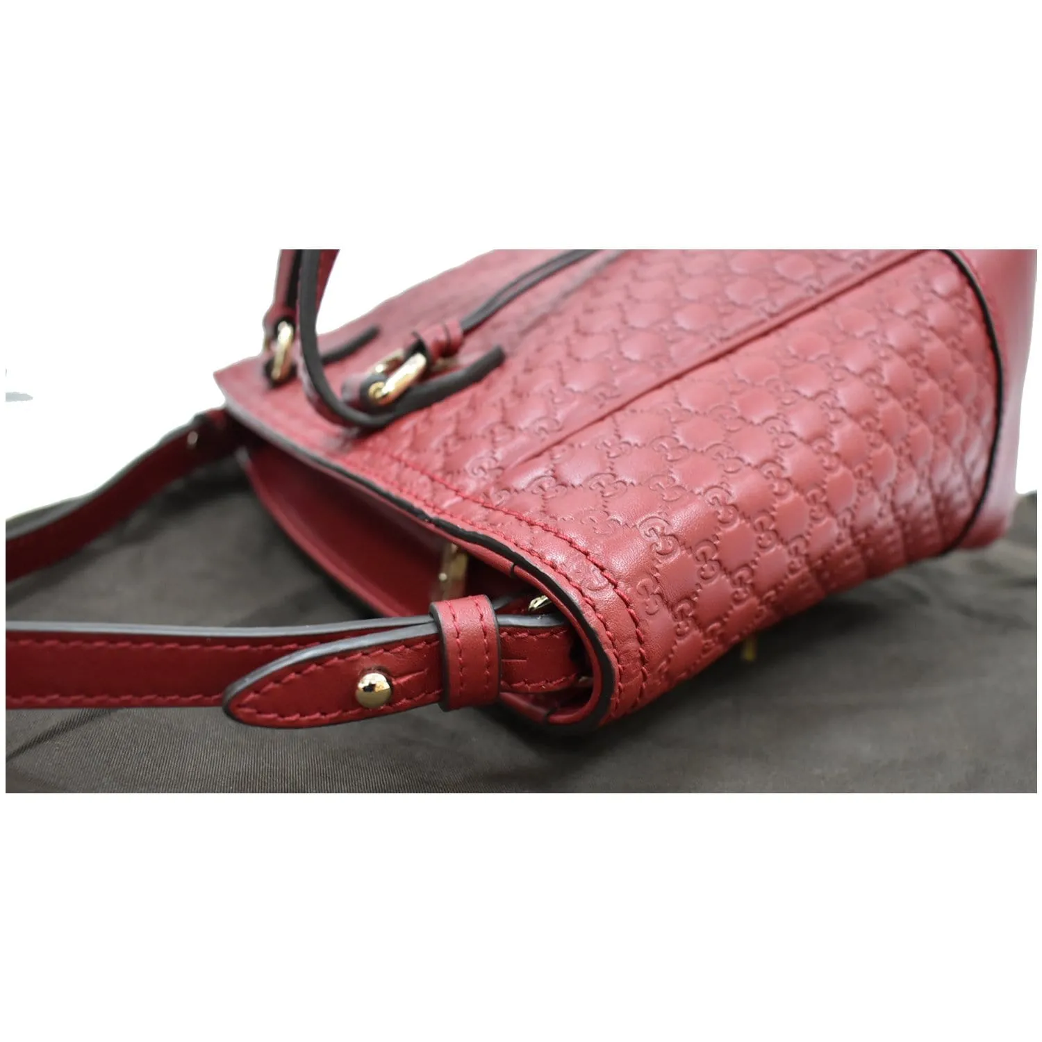 GUCCI Small Bree Microguccissima Leather Tote Crossbody Bag Red 449241