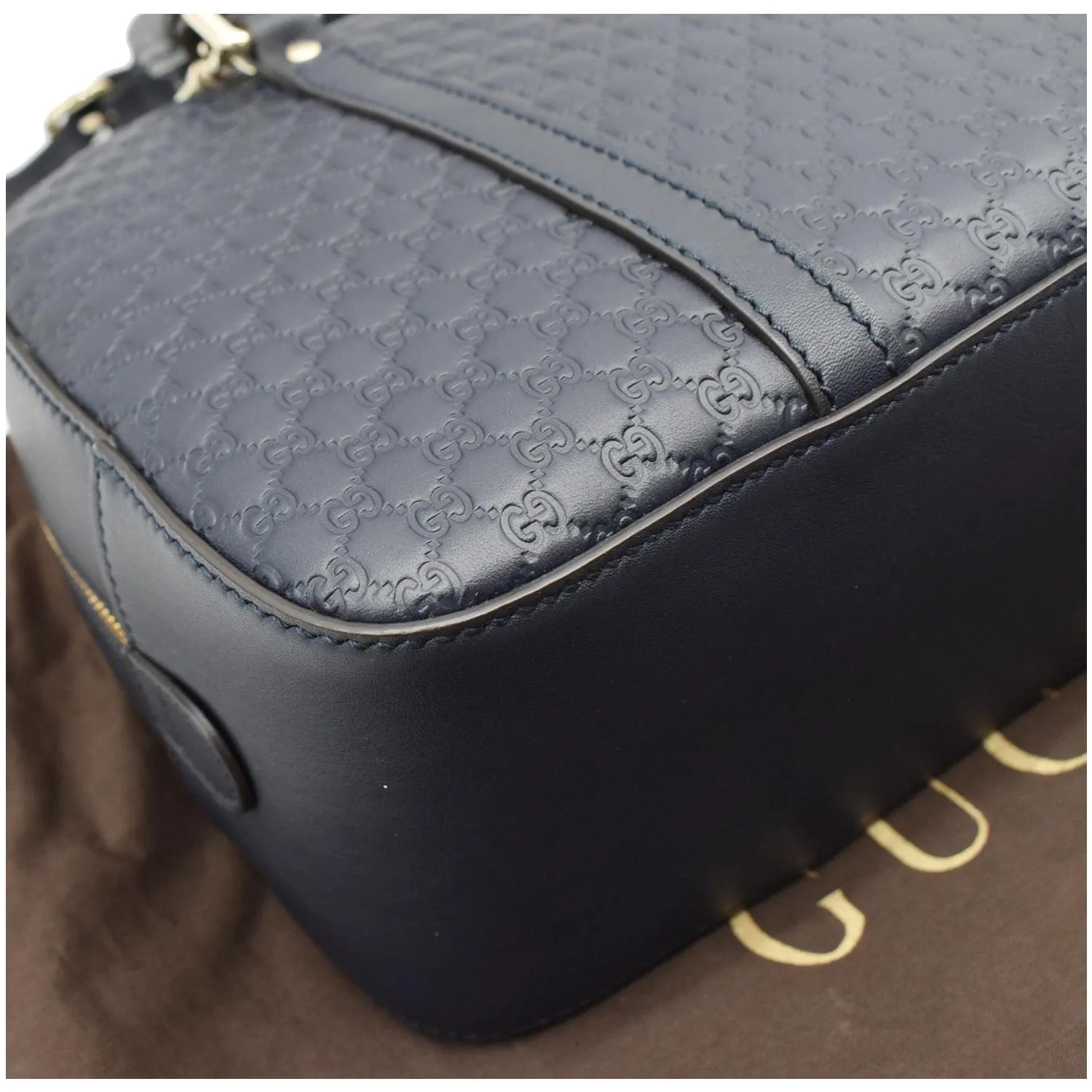 GUCCI Small Microguccissima Leather Crossbody Bag Navy Blue 510286