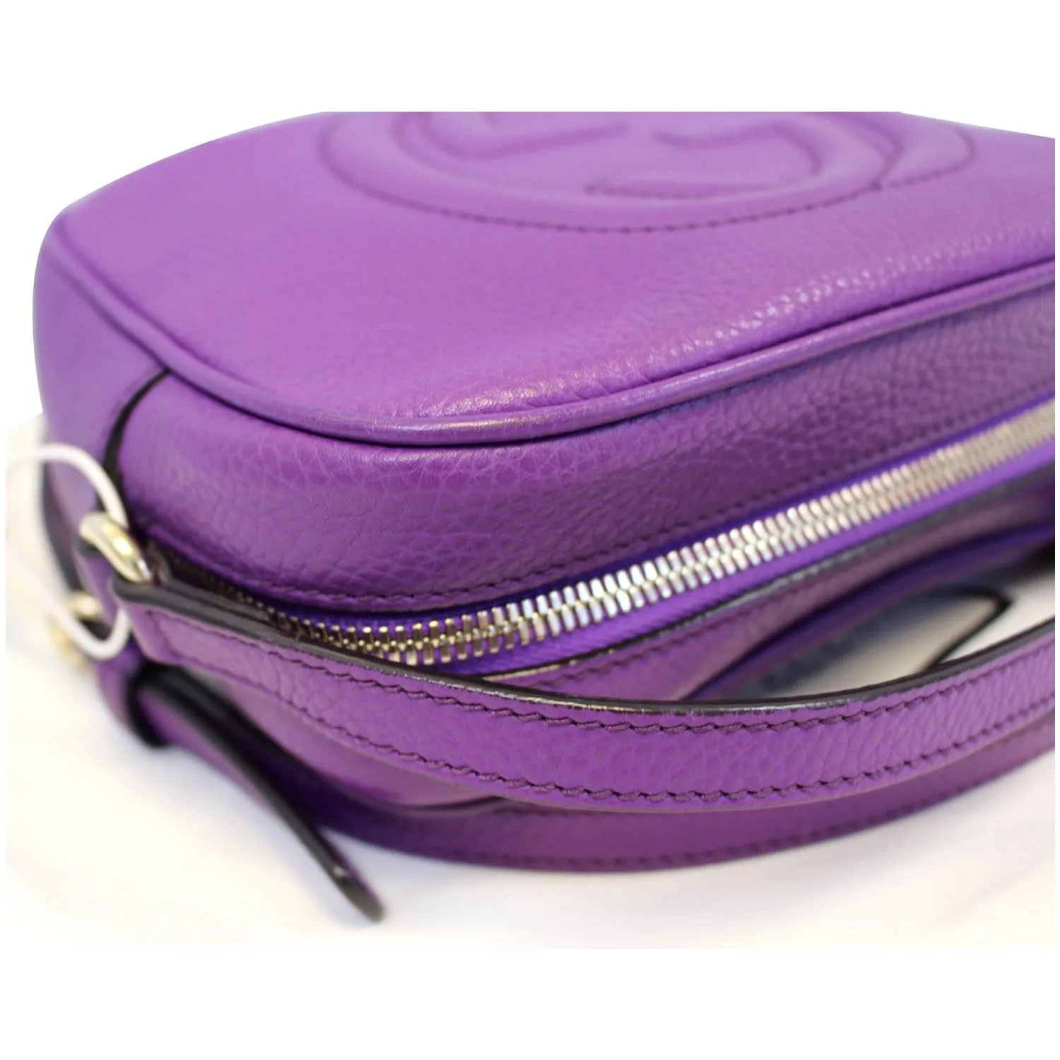 GUCCI Soho Disco Pebbled Leather Small Crossbody Bag 308364 Purple