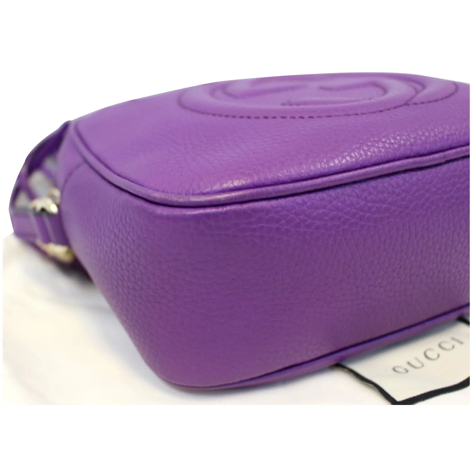 GUCCI Soho Disco Pebbled Leather Small Crossbody Bag 308364 Purple