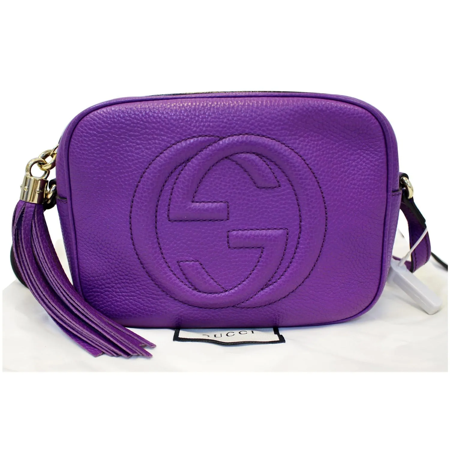 GUCCI Soho Disco Pebbled Leather Small Crossbody Bag 308364 Purple