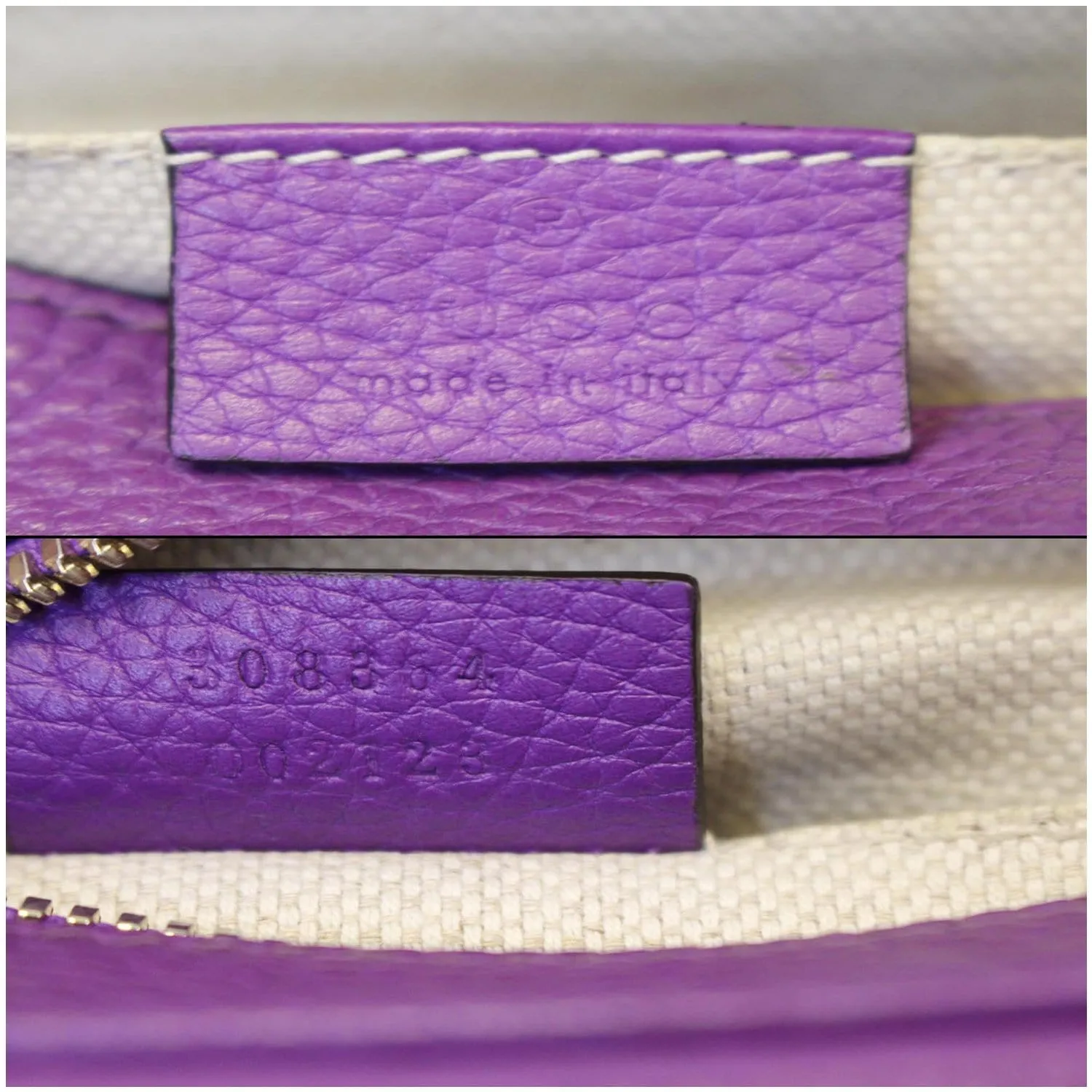 GUCCI Soho Disco Pebbled Leather Small Crossbody Bag 308364 Purple