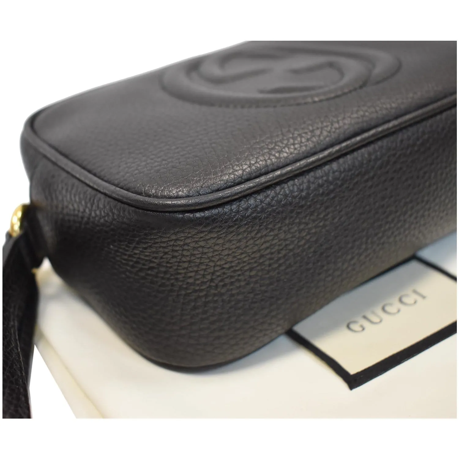 GUCCI Soho Disco Small Pebbled Leather Crossbody Bag Black 347994