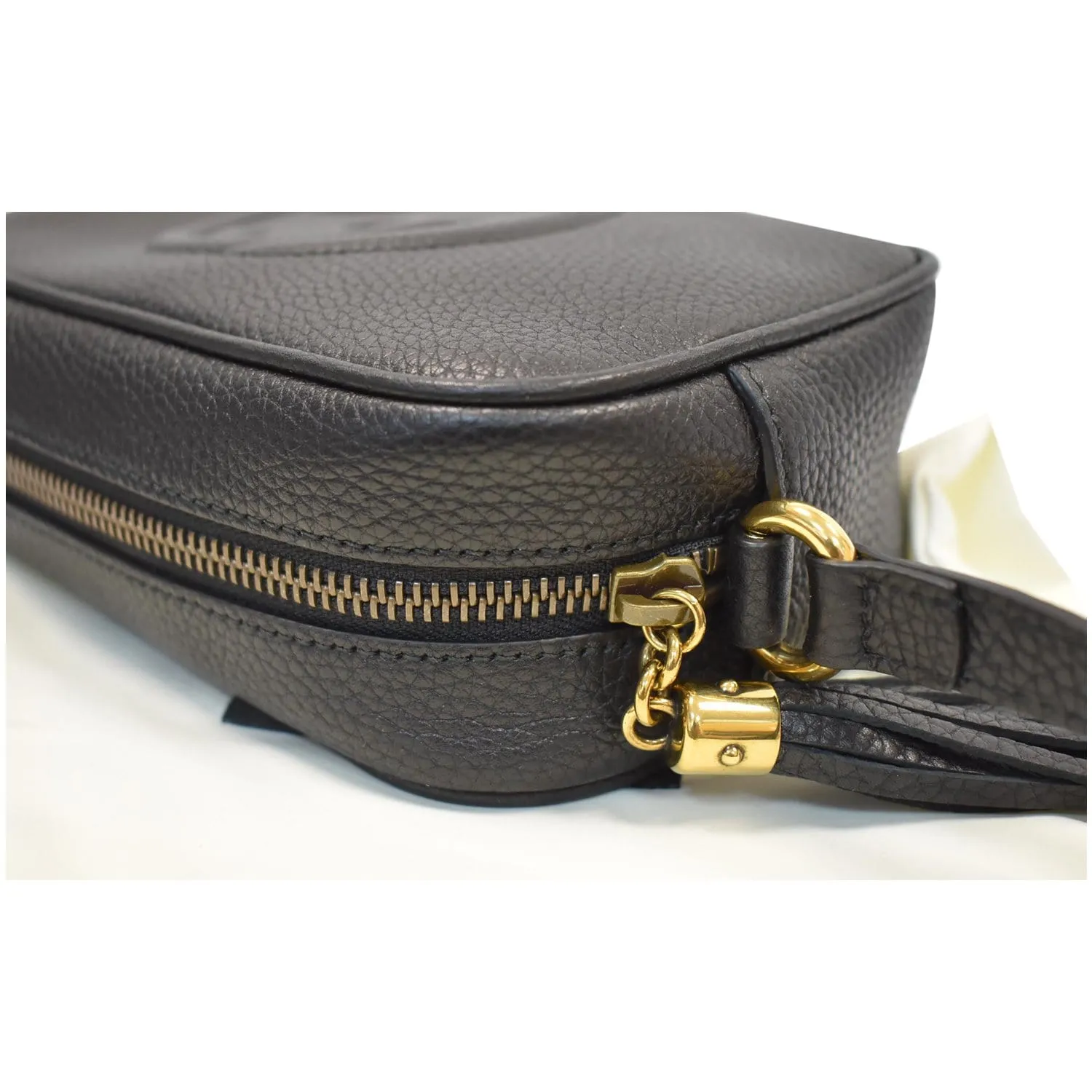 GUCCI Soho Disco Small Pebbled Leather Crossbody Bag Black 347994