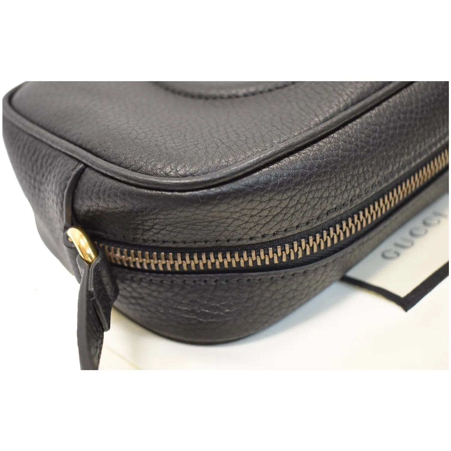 GUCCI Soho Disco Small Pebbled Leather Crossbody Bag Black 347994