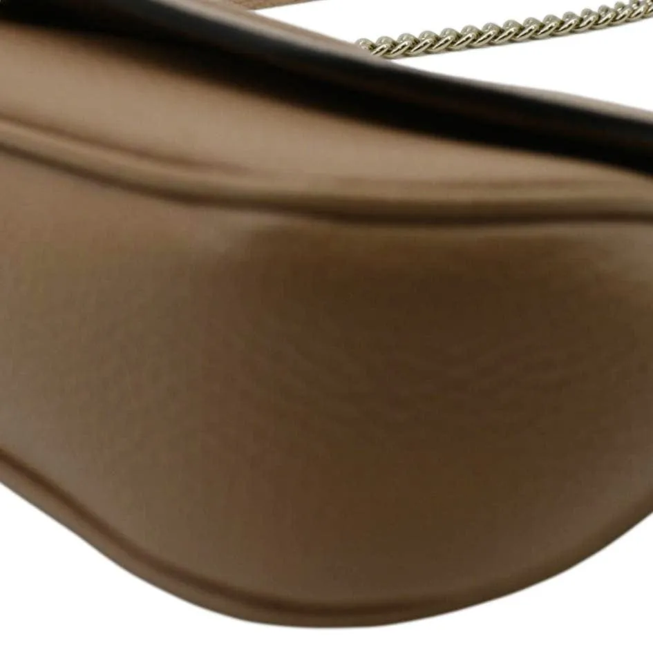GUCCI Soho GG Flap Leather Chain Crossbody Bag Rose Beige 536224