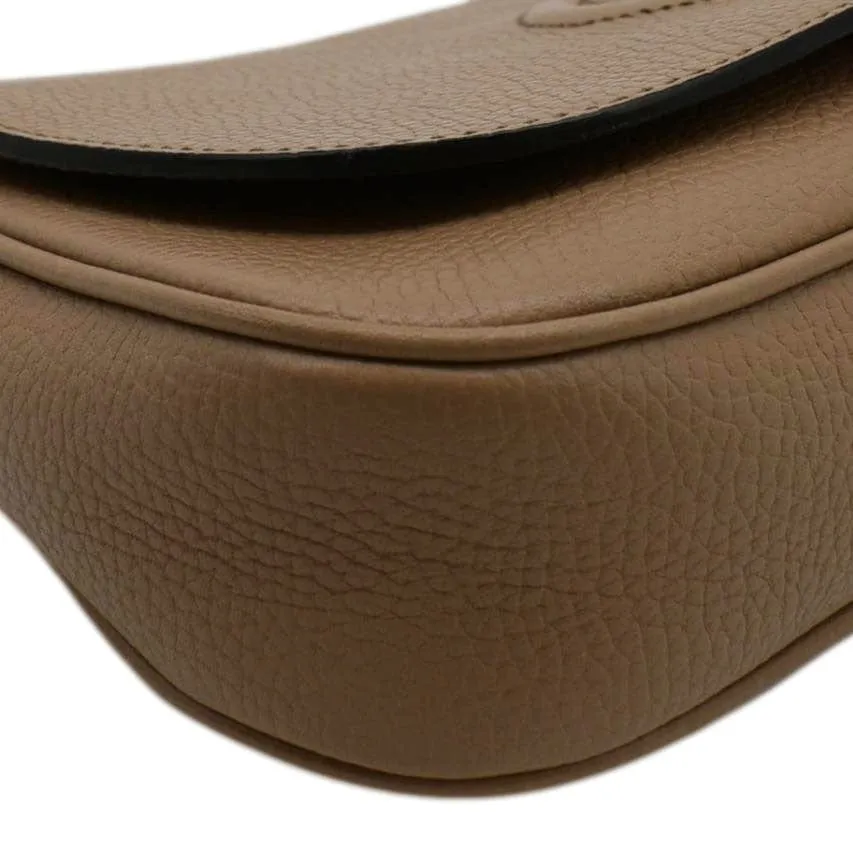 GUCCI Soho GG Flap Leather Chain Crossbody Bag Rose Beige 536224
