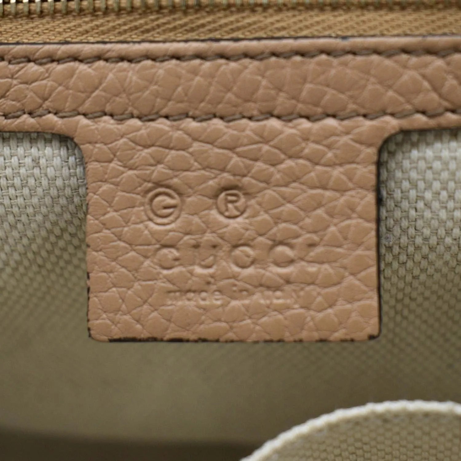 GUCCI Soho GG Flap Leather Chain Crossbody Bag Rose Beige 536224
