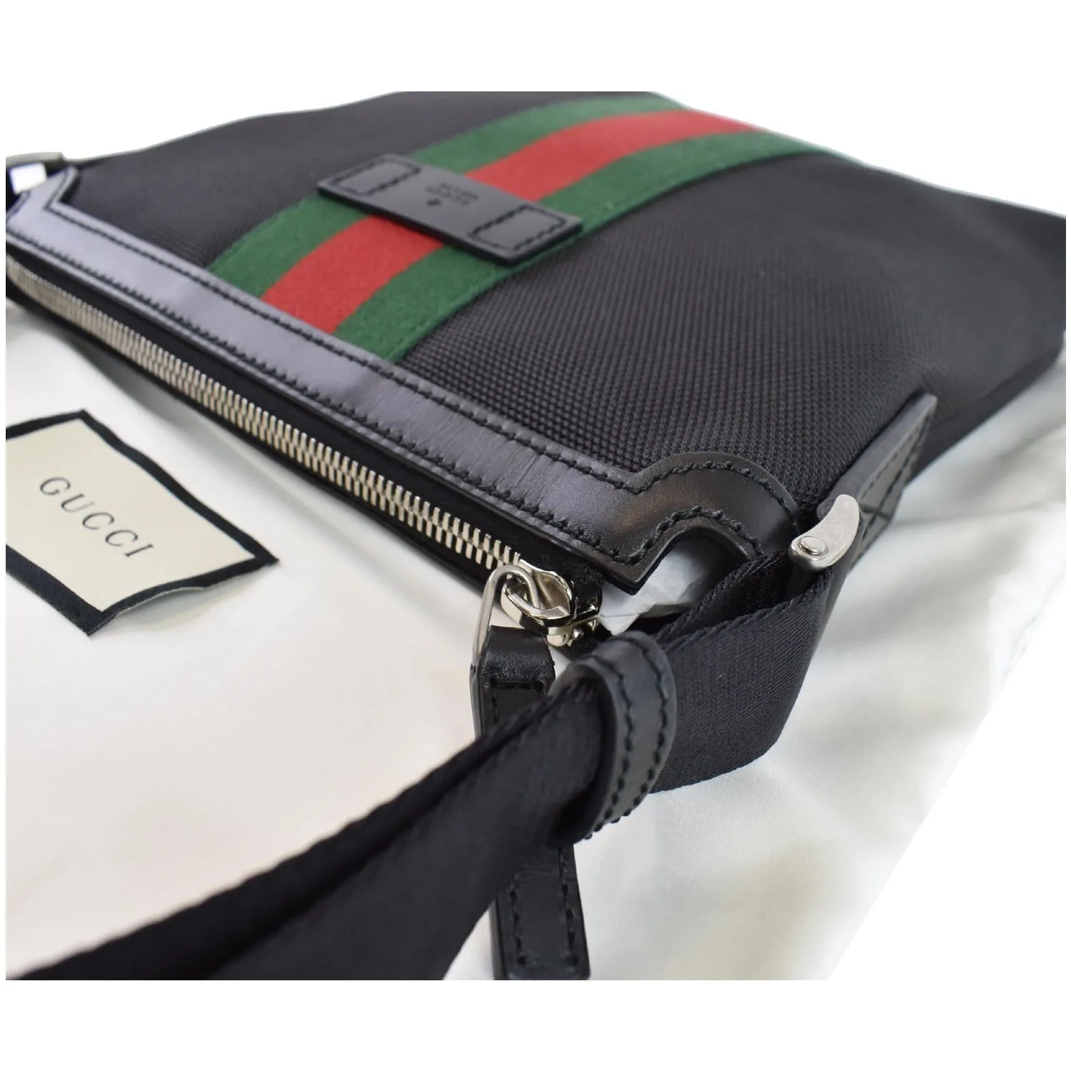 GUCCI Techno Canvas Web Messenger Bag Black 631195