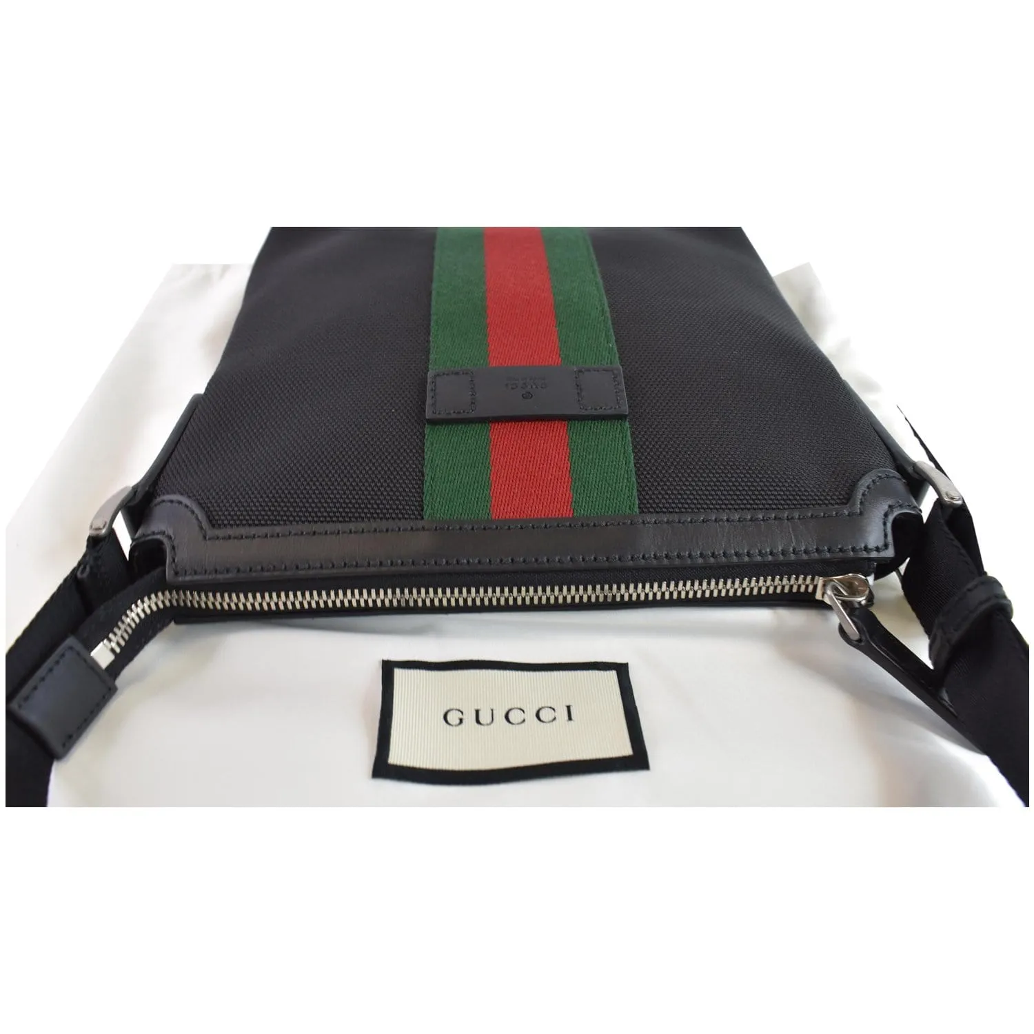 GUCCI Techno Canvas Web Messenger Bag Black 631195