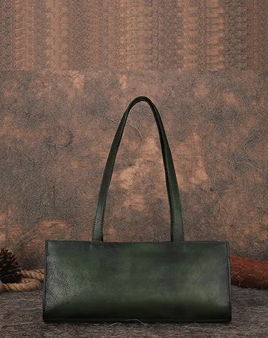 Handmade Brown Leather Womens Vintage Baguette Bag Best Baguette Shoulder Bag Crossbody Purses for Ladies