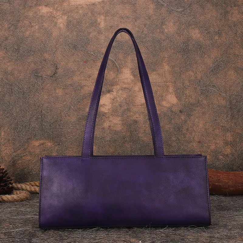 Handmade Brown Leather Womens Vintage Baguette Bag Best Baguette Shoulder Bag Crossbody Purses for Ladies
