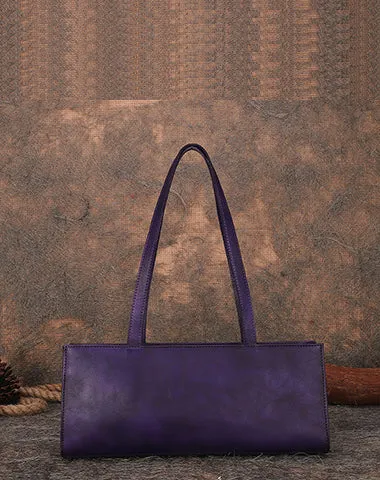 Handmade Brown Leather Womens Vintage Baguette Bag Best Baguette Shoulder Bag Crossbody Purses for Ladies
