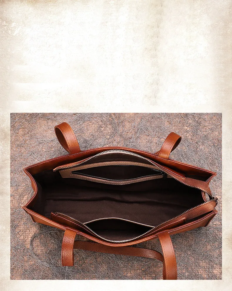 Handmade Brown Leather Womens Vintage Baguette Bag Best Baguette Shoulder Bag Crossbody Purses for Ladies