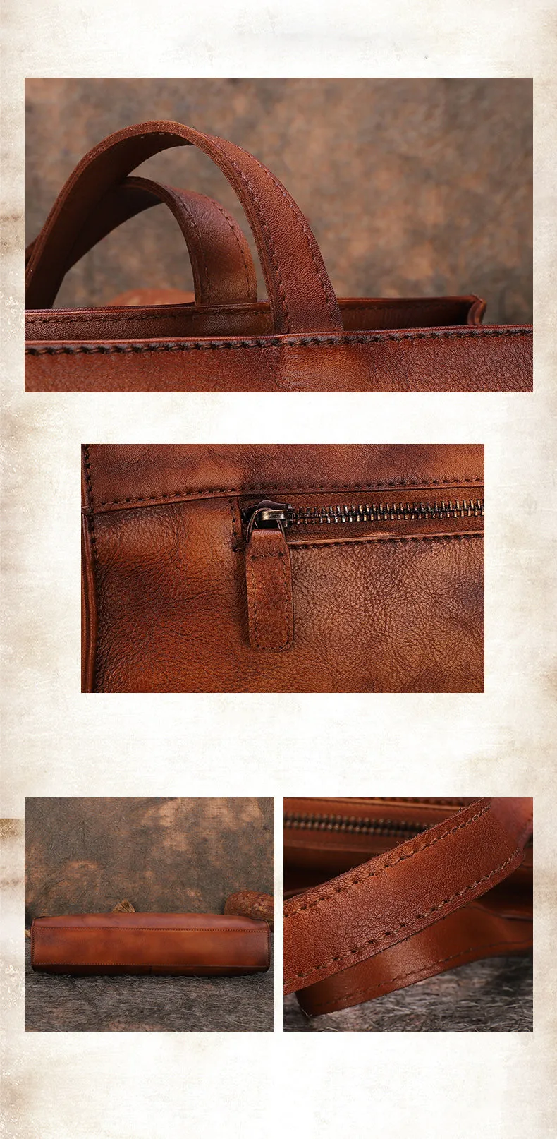Handmade Brown Leather Womens Vintage Baguette Bag Best Baguette Shoulder Bag Crossbody Purses for Ladies