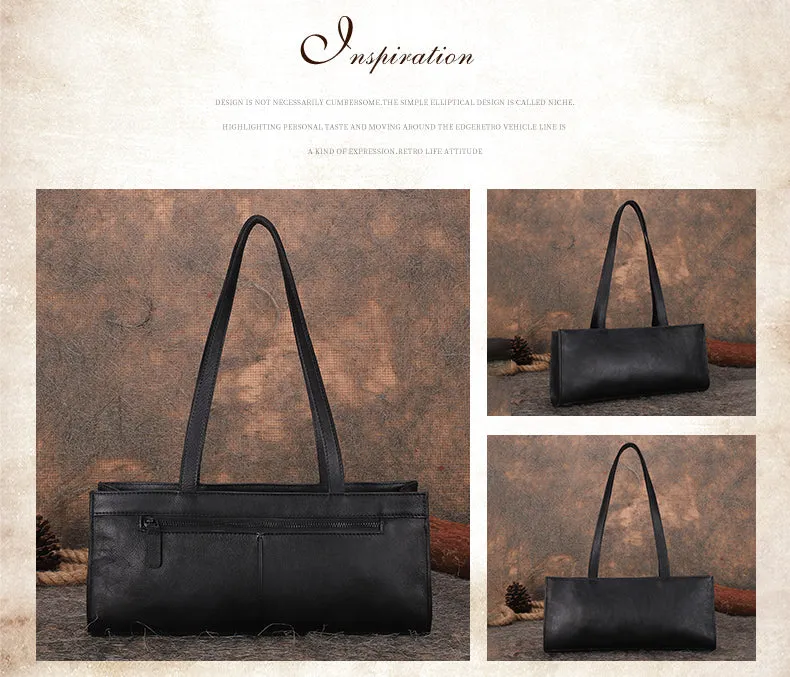 Handmade Brown Leather Womens Vintage Baguette Bag Best Baguette Shoulder Bag Crossbody Purses for Ladies
