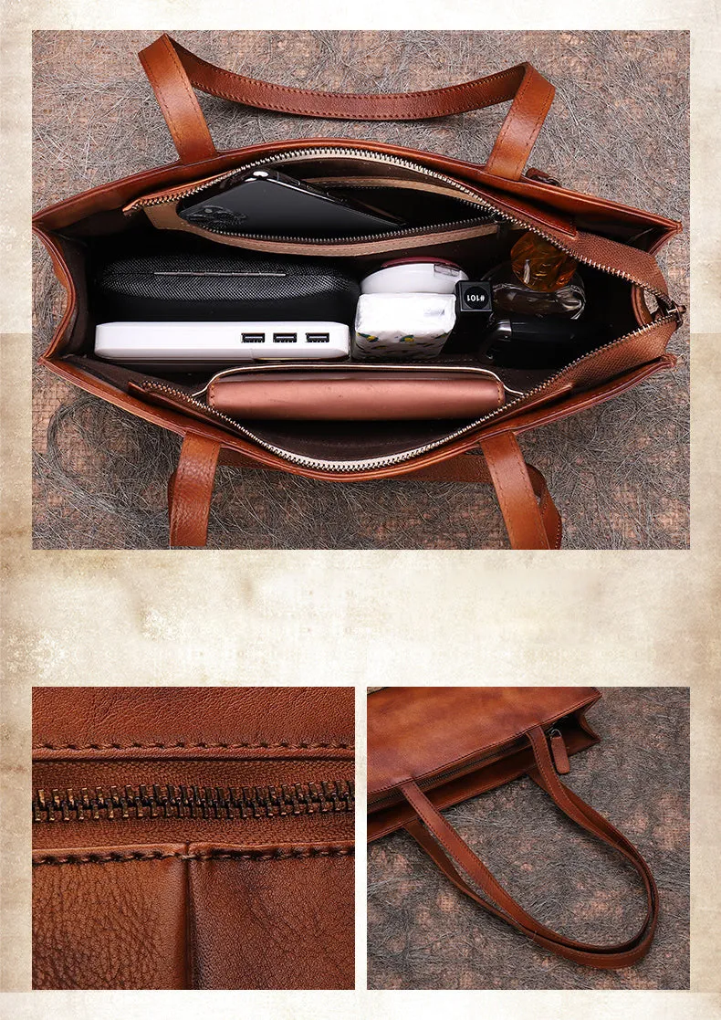 Handmade Brown Leather Womens Vintage Baguette Bag Best Baguette Shoulder Bag Crossbody Purses for Ladies
