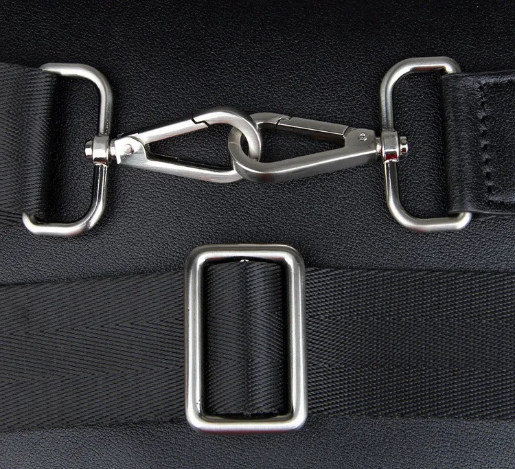 Handmade Top Grain Leather Briefcase Men's Black Business Laptop Shoulder Bags