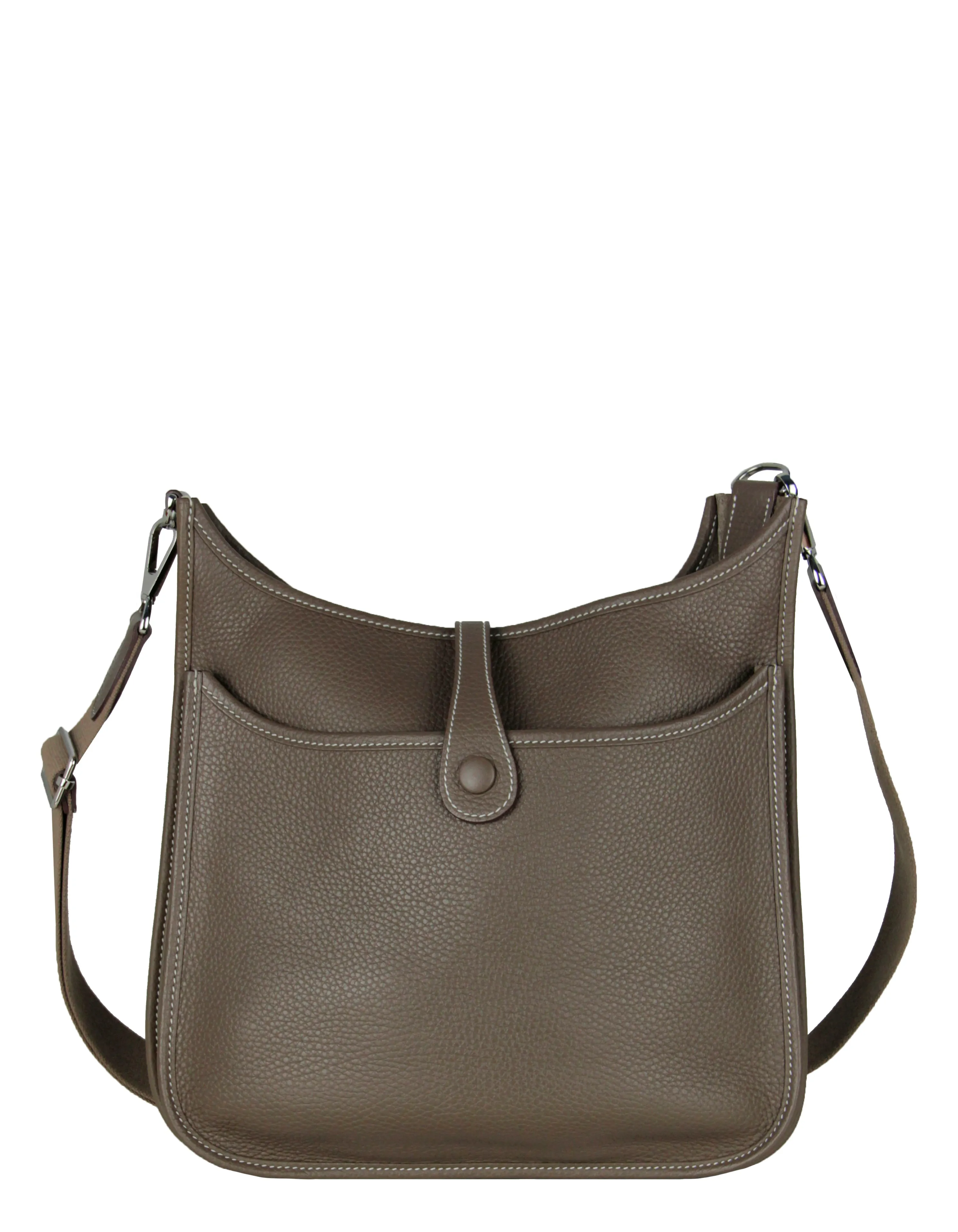 Hermes Etoupe Clemence Leather Evelyne III 29 PM Messenger Bag