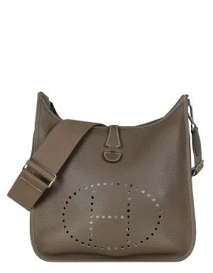 Hermes Etoupe Clemence Leather Evelyne III 29 PM Messenger Bag