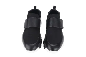 HERMES HOMME H SNEAKER BLACK TOILE LEATHER TRIM SIZE 41 WITH DUST COVER AND BOX