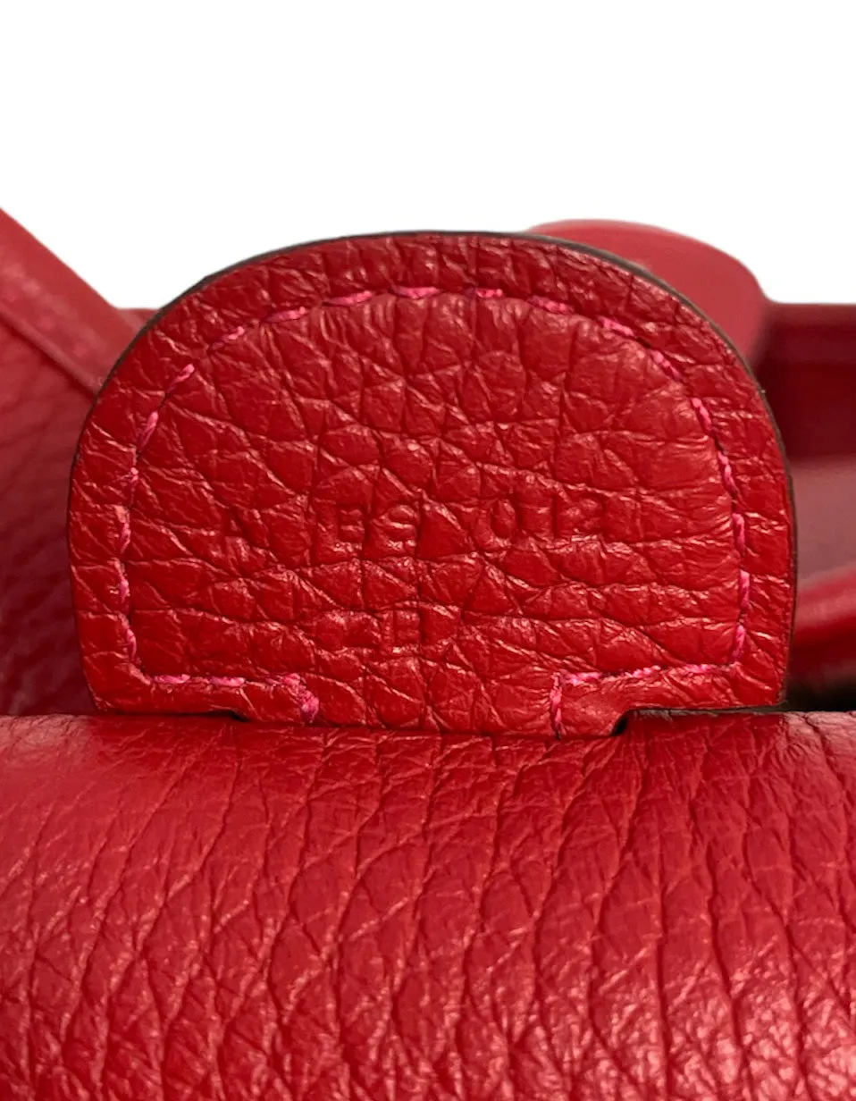 Hermes Red Clemence Leather Evelyne III GM Messenger Bag