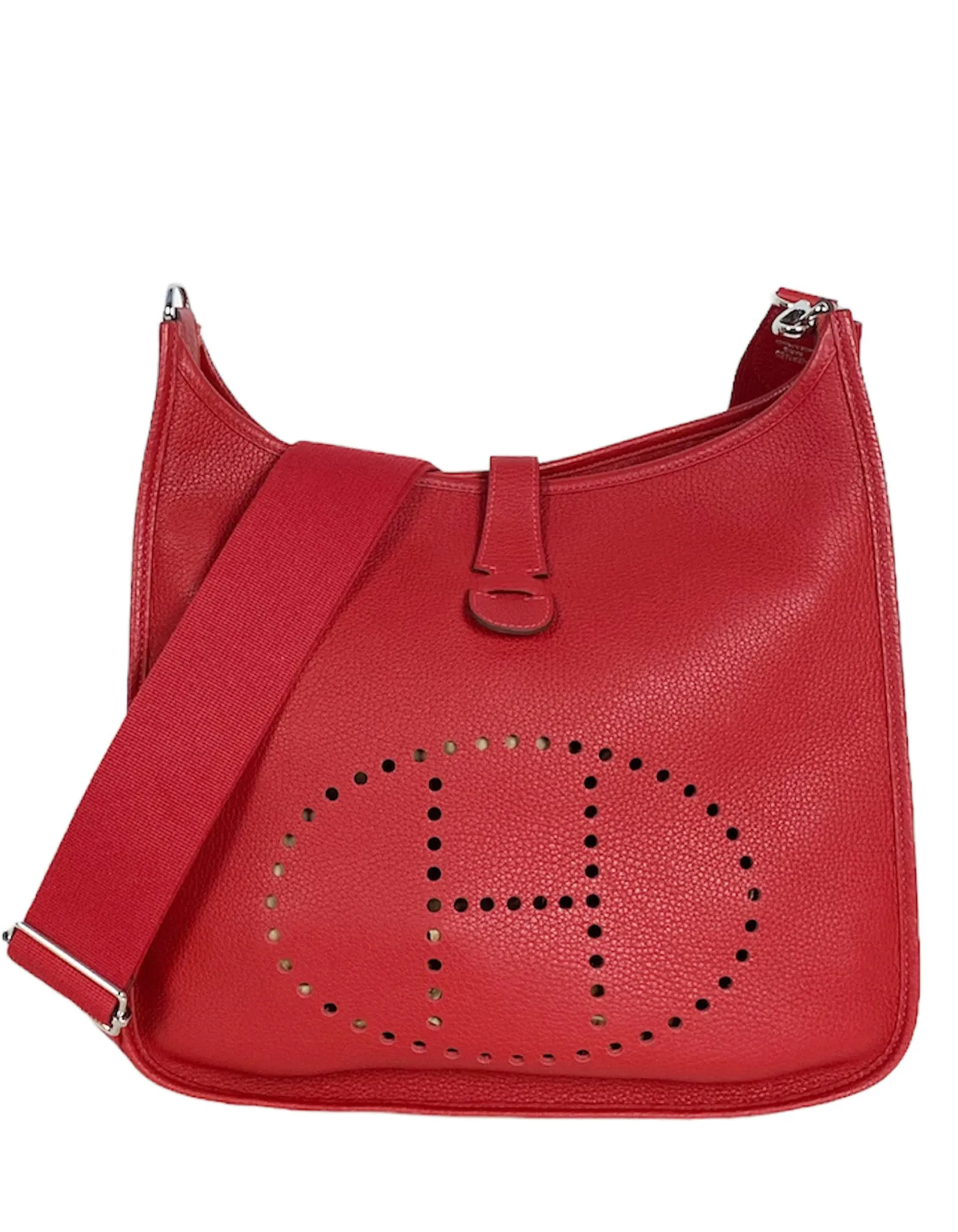 Hermes Red Clemence Leather Evelyne III GM Messenger Bag