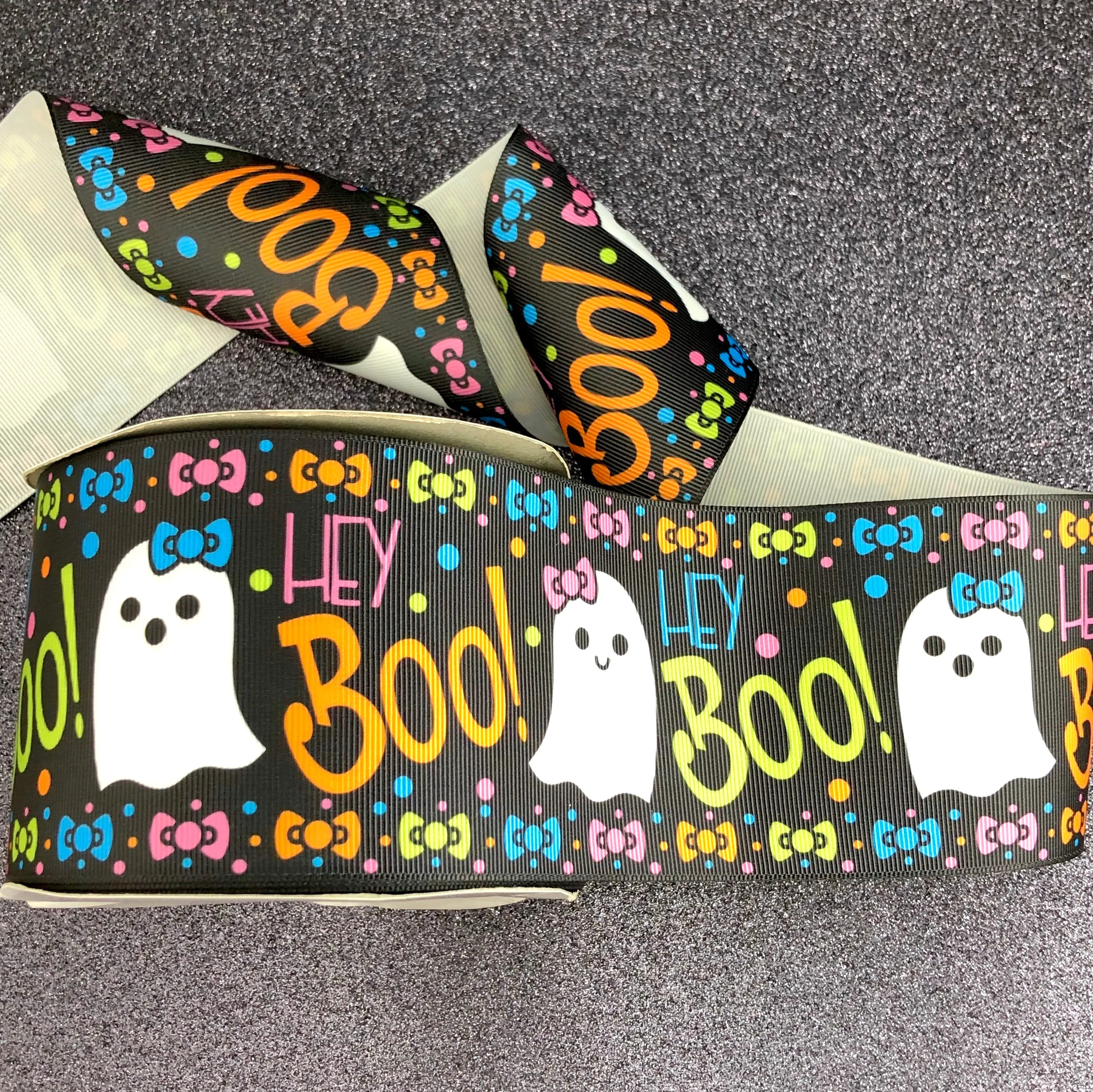 Hey Boo! Ghosts USDR Halloween Ribbon - 3 Inch