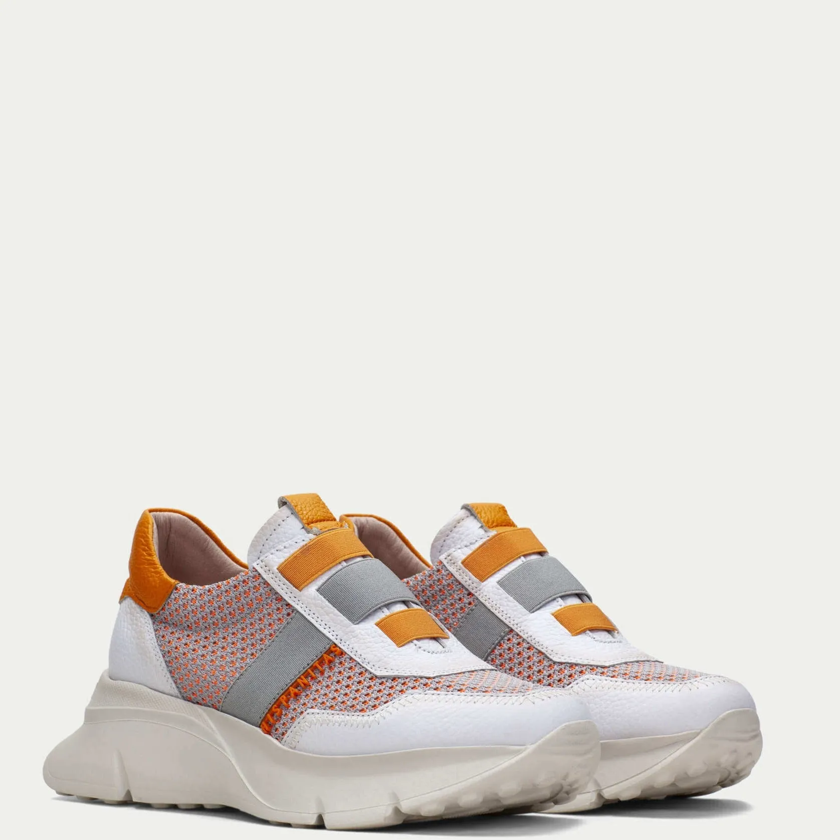 Hispanitas Orange Leather Slip On Chunky Sneakers
