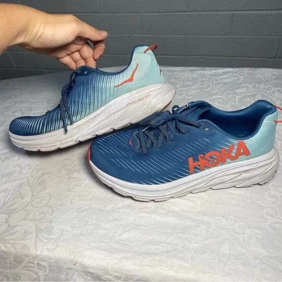 Hoka Men’s Rincon 3 Running Shoes 9.5 D Real Teal Eggshell Blue Green Sneakers