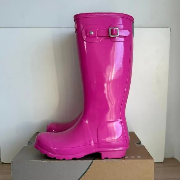 Hunter Original Tall Pink Buckle Kids Boots- SZ 5 Y- 6.5 W