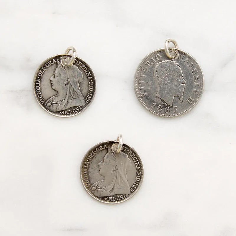 Individual Engraved Initials 19th Century Silver Coin Charms