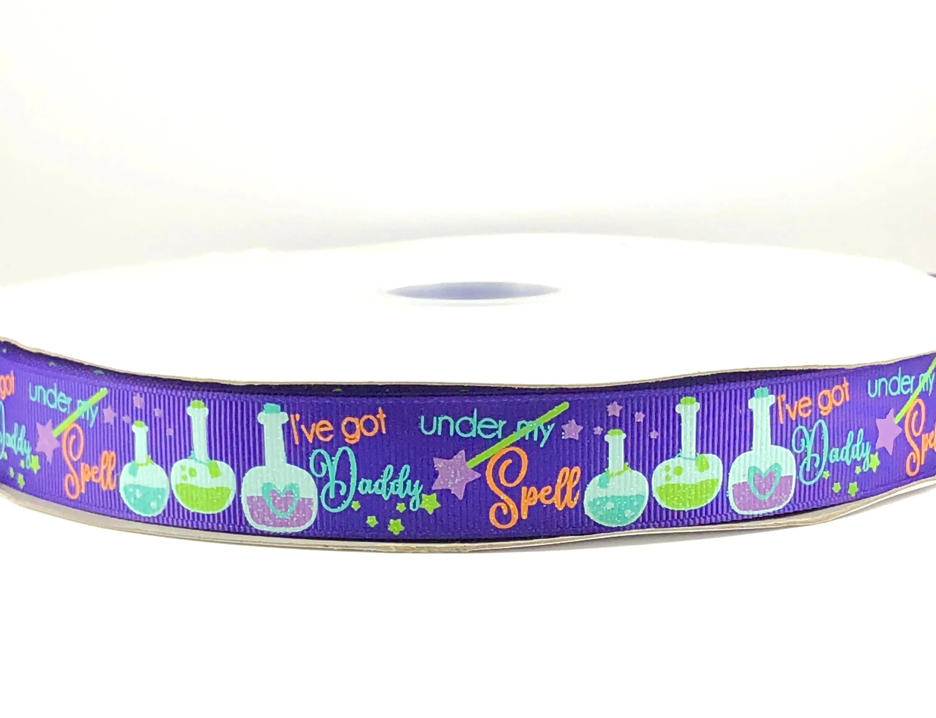 I've Got Daddy Under My Spell USDR Halloween Ribbon - 7/8 Inch