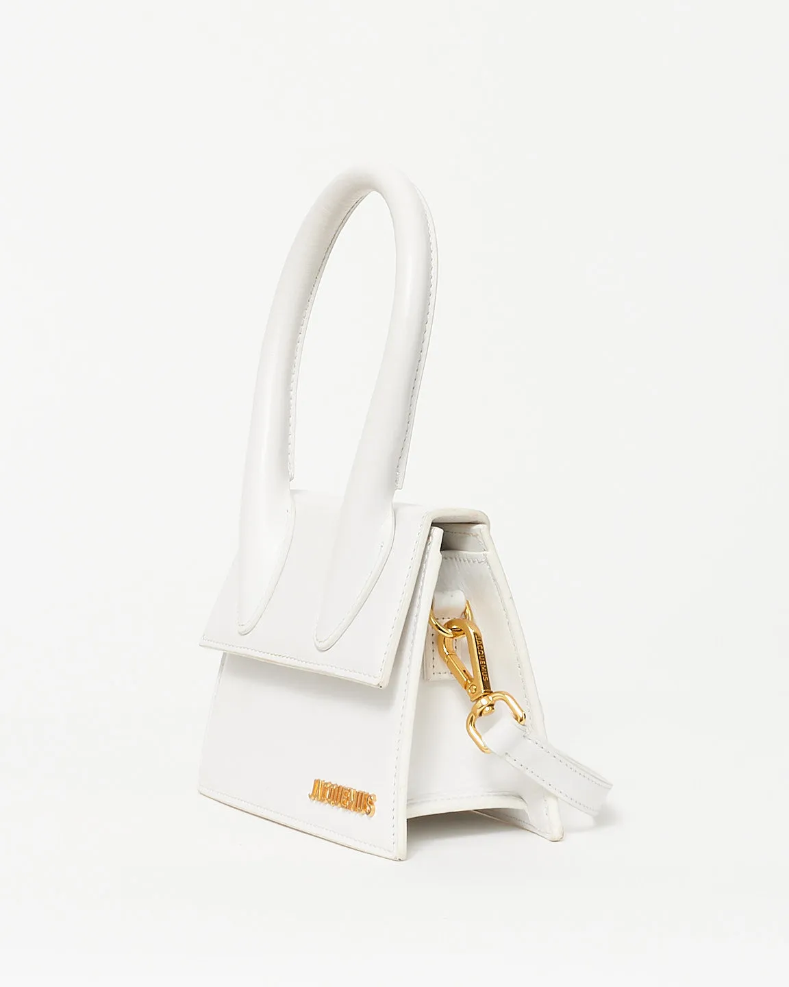 Jacqeumus White Leather Medium "Le Chiquito" Bag