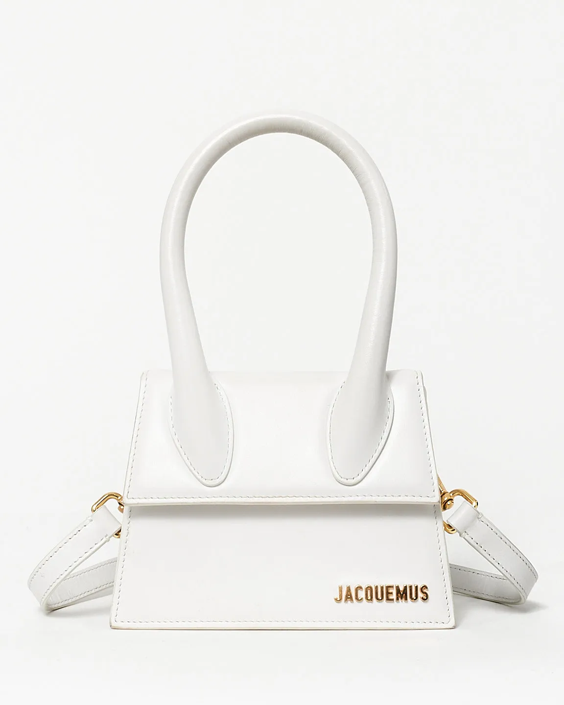 Jacqeumus White Leather Medium "Le Chiquito" Bag