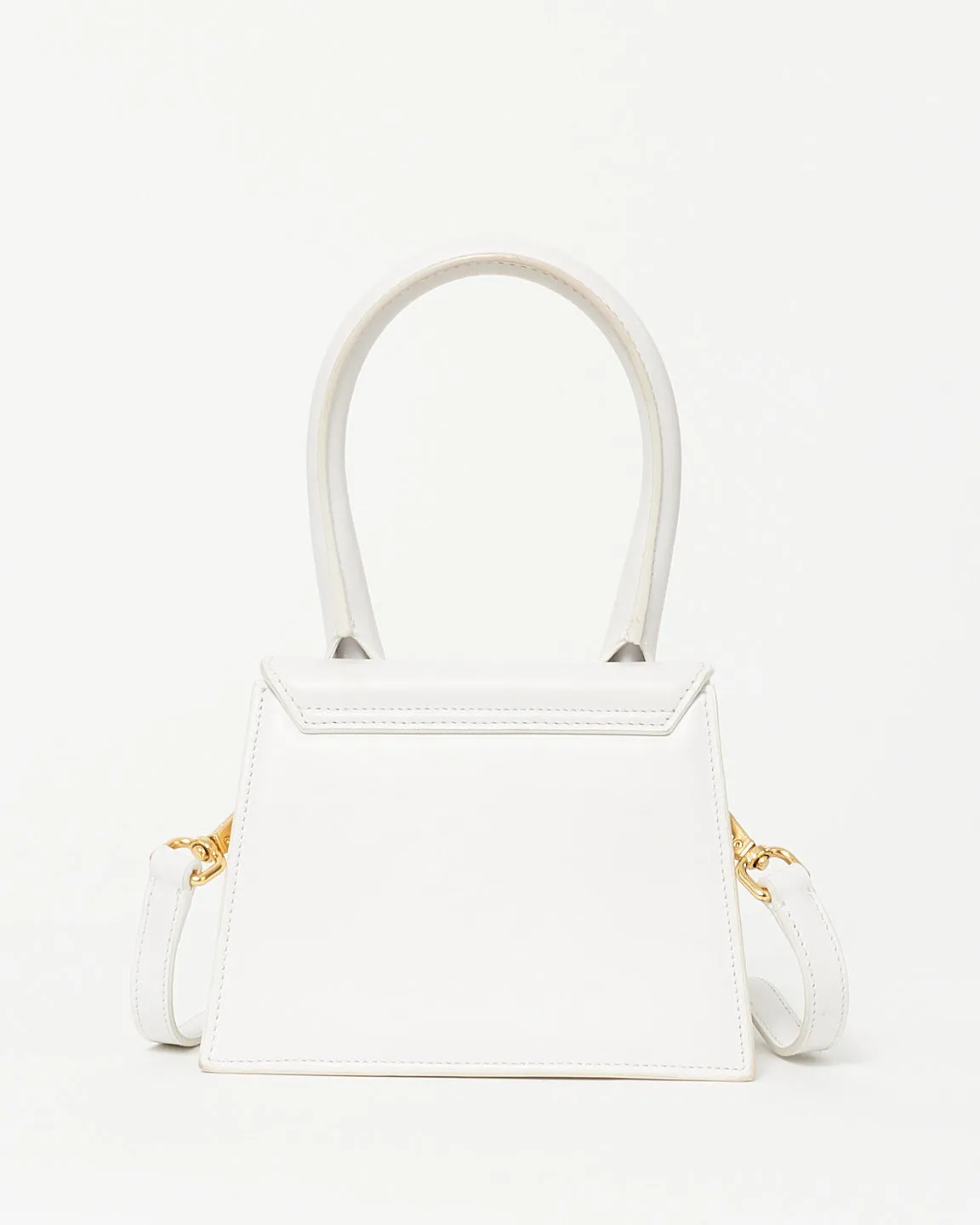 Jacqeumus White Leather Medium "Le Chiquito" Bag