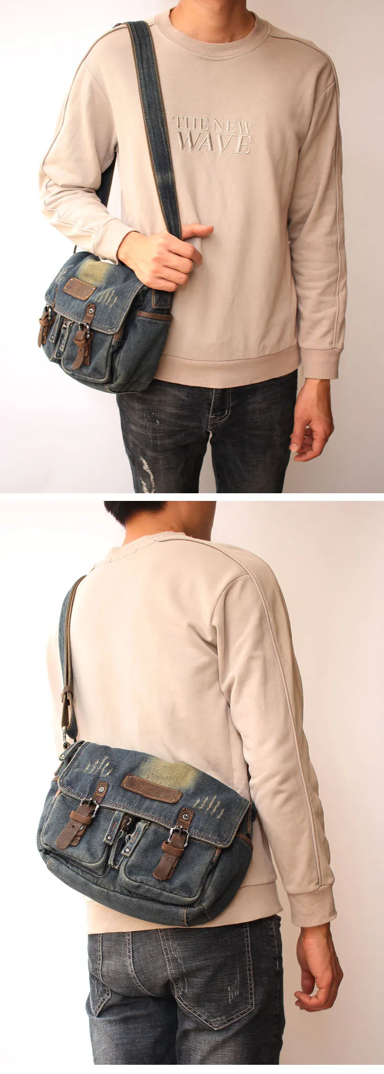 Jean Crossbody Purse Denim Crossbody Bags Denim Messenger Bag Jean Messenger Bag