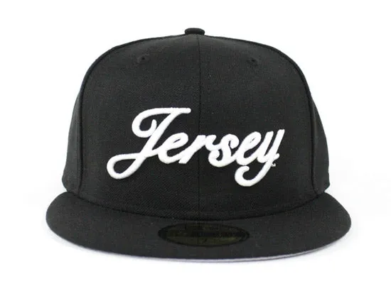 Jersey Script New Era 59Fifty Fitted Hat (Black Gray Under Brim)