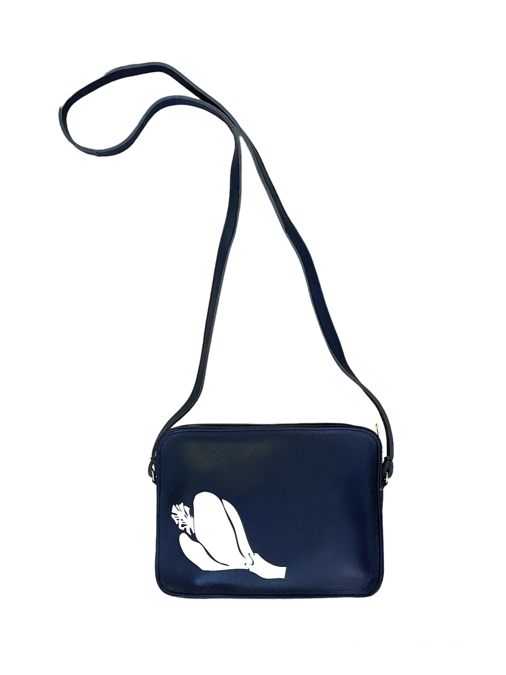 Kaʻilihiwa | Leather crossbody bag - Pua aloalo - navy - *ASF*