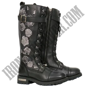 Knee-High Wild Roses Leather Boots