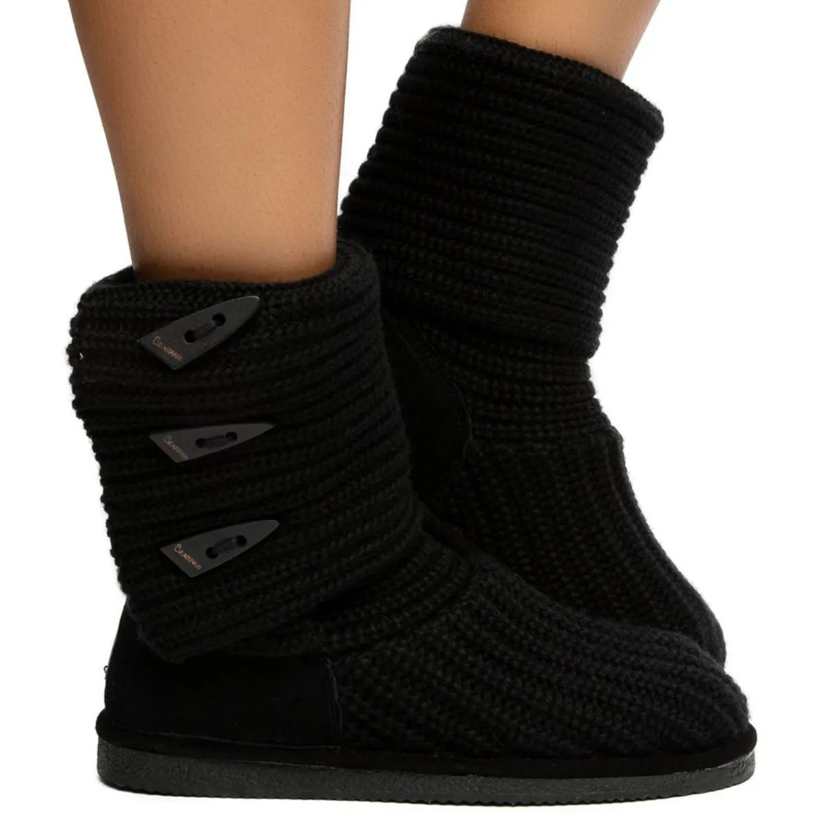 Knit Tall Booties in Black