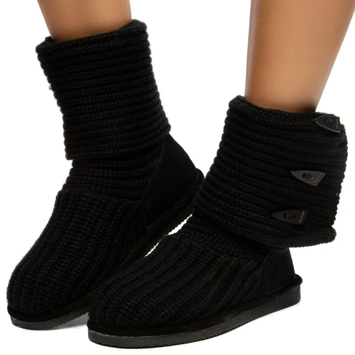 Knit Tall Booties in Black