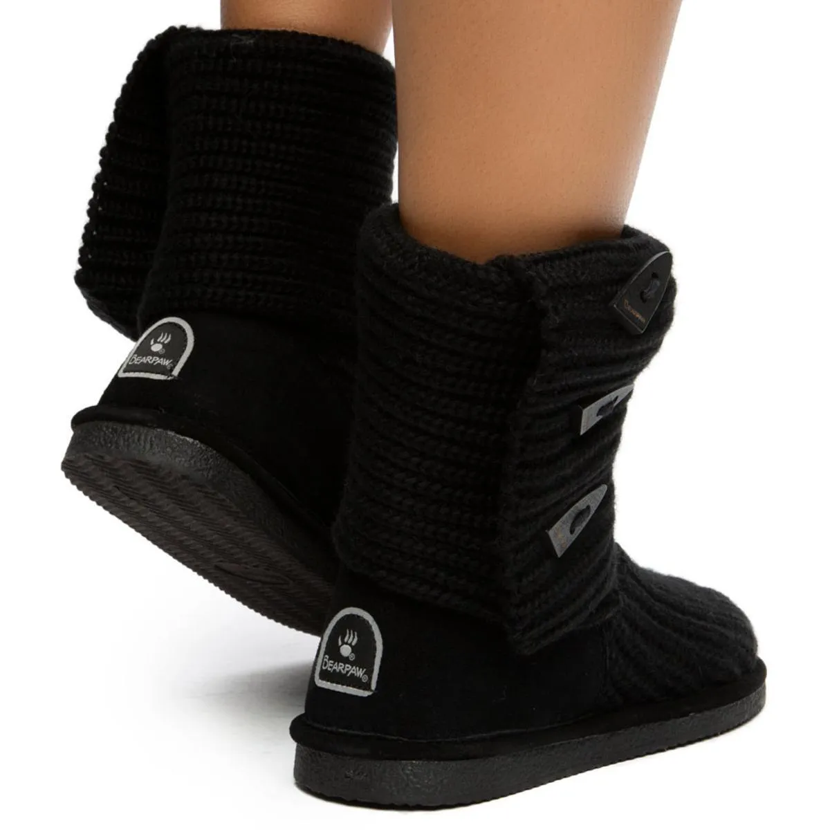 Knit Tall Booties in Black