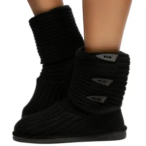 Knit Tall Booties in Black